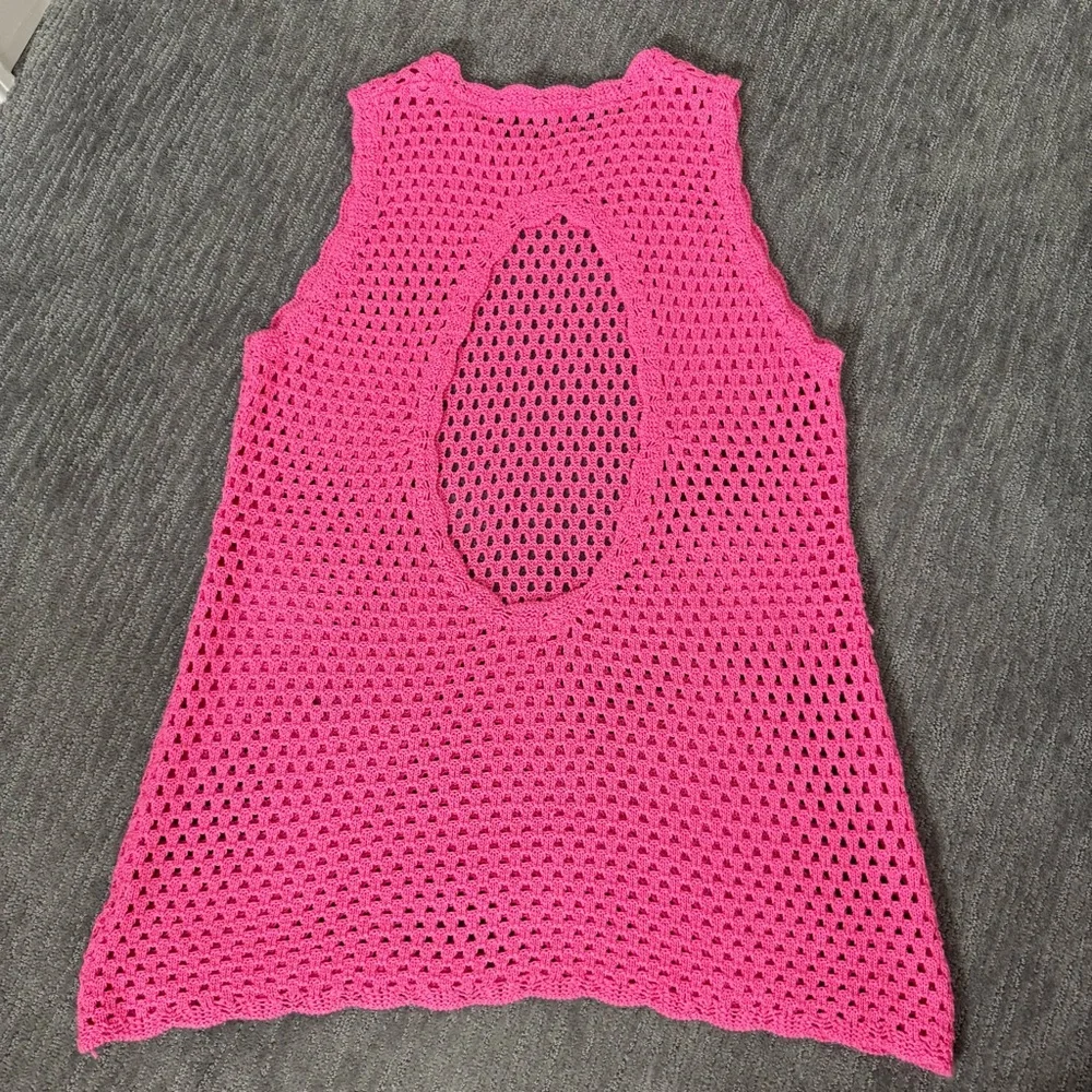 NEW ANRABESS Sleeveless Crochet Coverup, Size L - Picture 8 of 9